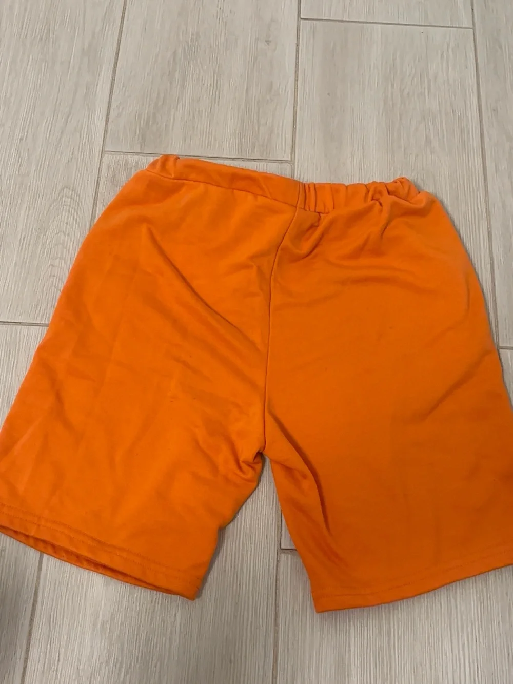 Orange Elastic-Waist Shorts